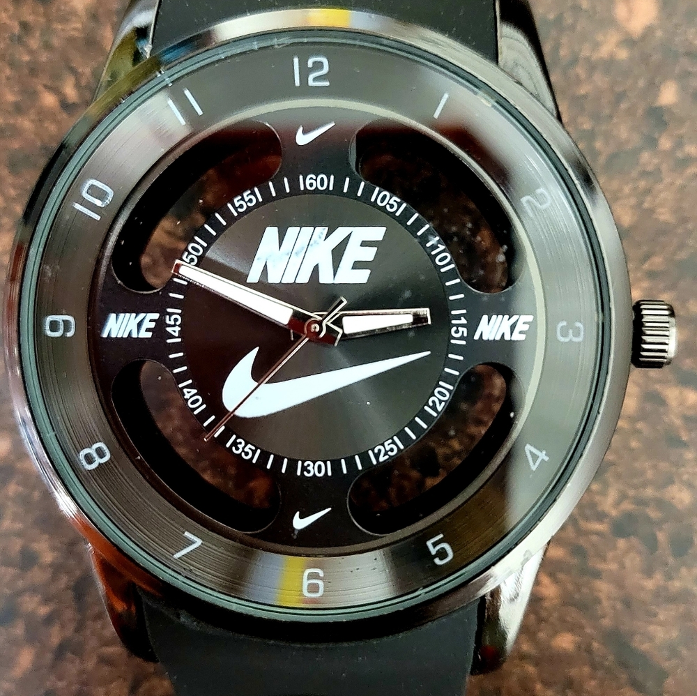 Nike Watch Hollow Analog Sports Silicone Band Black Adult Size Men's